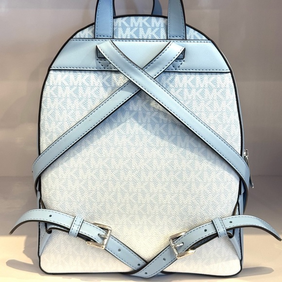 Michael Kors Jaycee Medium Ombré Signature Logo Backpack Light Sky Blue - Picture 8 of 11